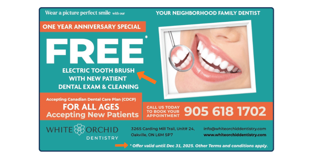 Free Electronic Tooth Brush with new patient dental exam and cleaning - white orchid dentistry 1